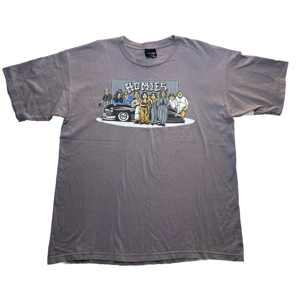 Vintage Homies T-Shirt Gray Lowrider Fifth Sun USA 2003 Men's XL